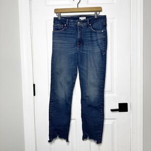 Good American Good‎ Legs Cigarette Jeans Blue 842 Raw Chewed Hem Size 6/28